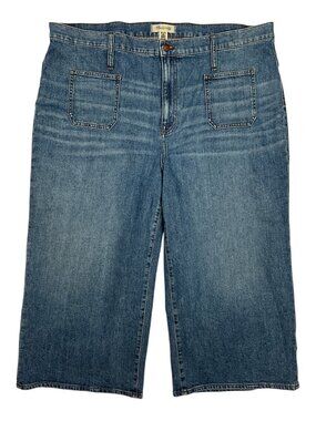 Madewell Petite Wide Leg Crop Jeans 36P Chesney Wash High Rise